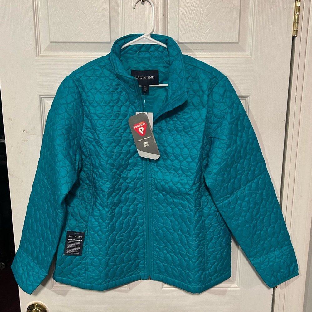 Lands End Women's PrimaLoft Packable Jacket Turquoise